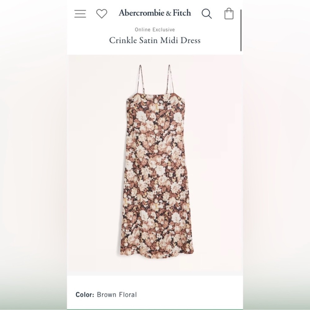 Abercrombie Brown Floral Satin Crinkle Dress